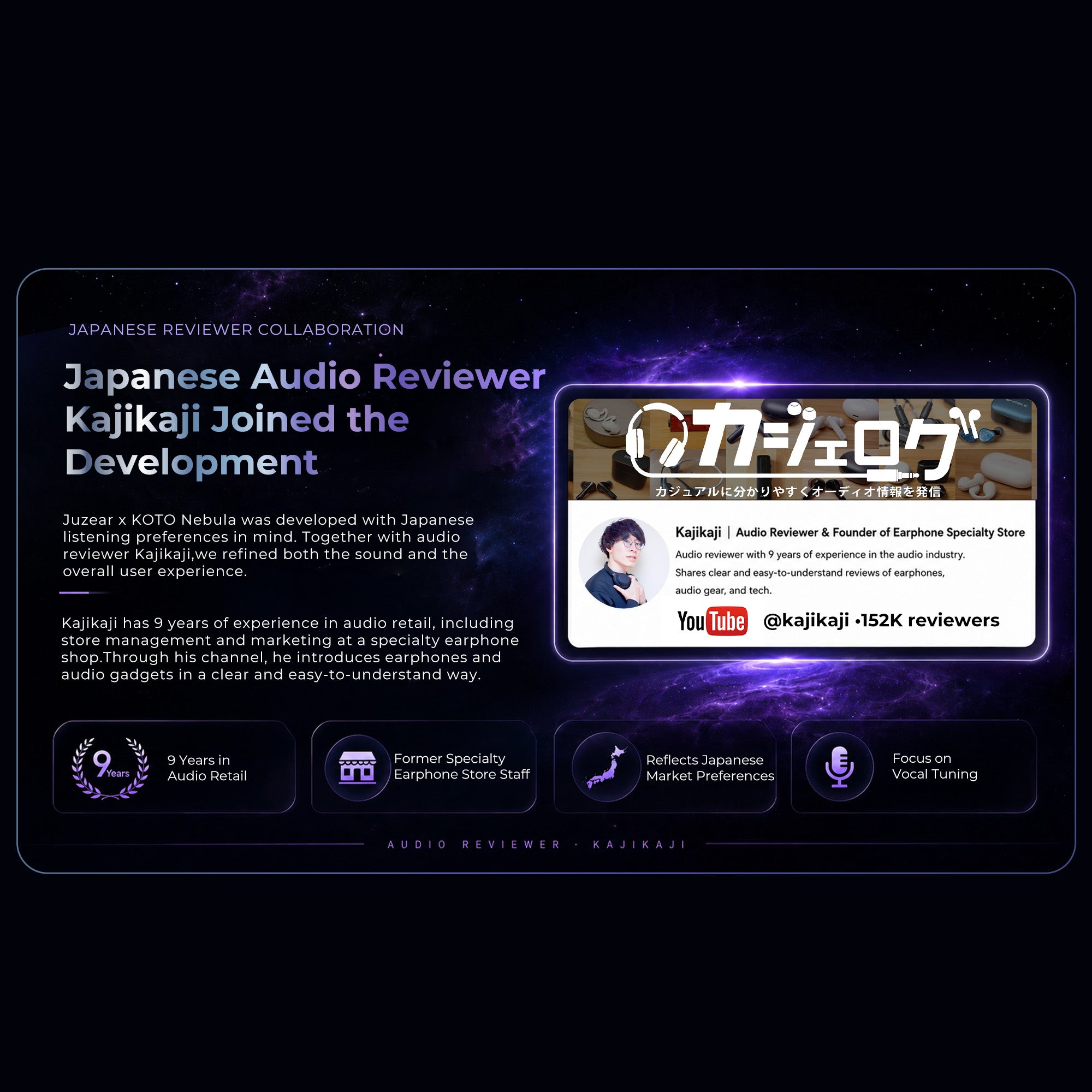 JUZEAR x KOTO Nebula 1DD＋3BA＋1平面駆動ドライバー搭載 トライブリッドIEM