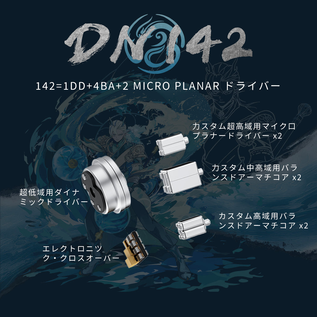 DUNU DN142 7ドライバー・トライブリッド（1DD+4BA+2マイクロプラナー）インイヤーモニター