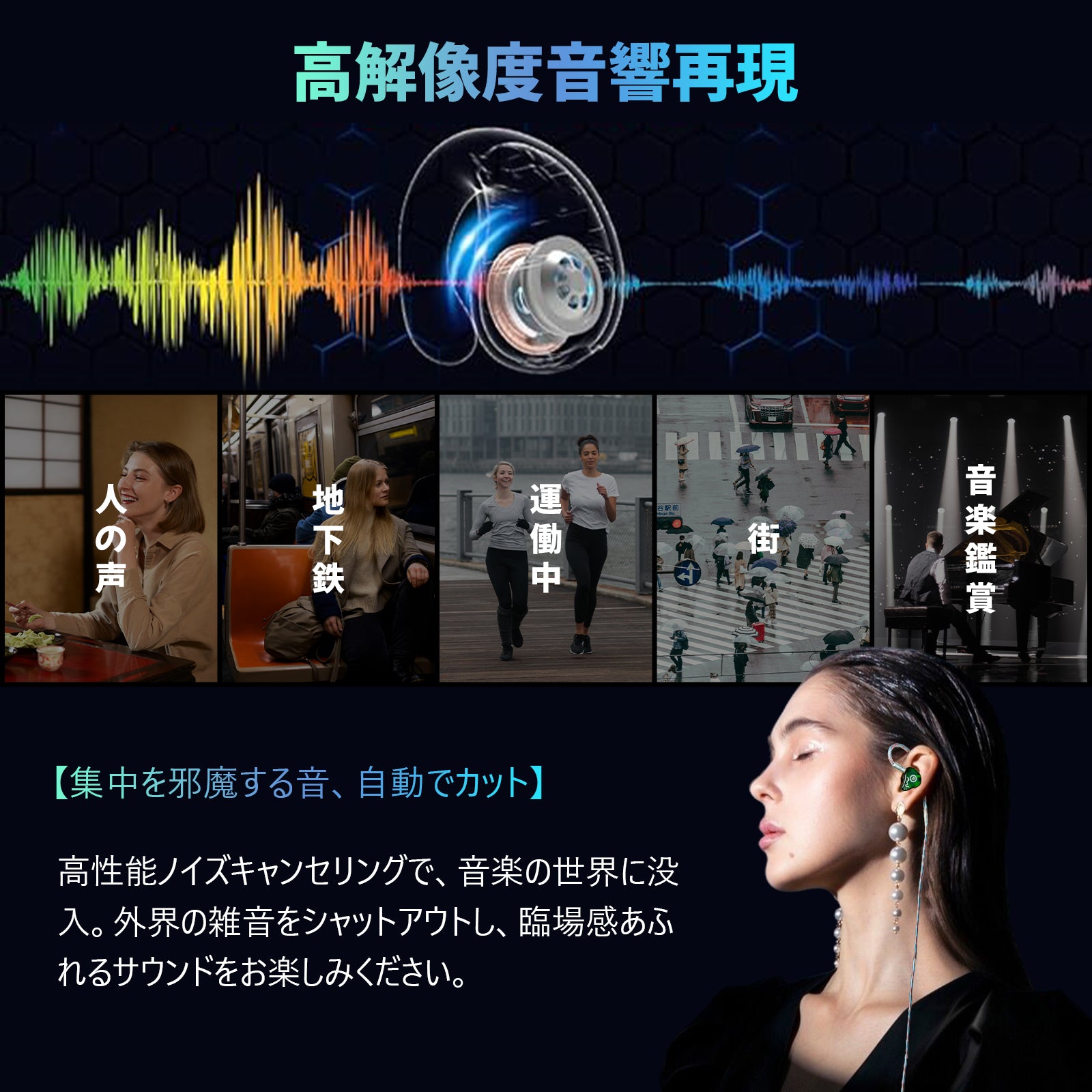 Juzear 鳴神 Defiant 1DD + 3BAハイブリッドIEMs