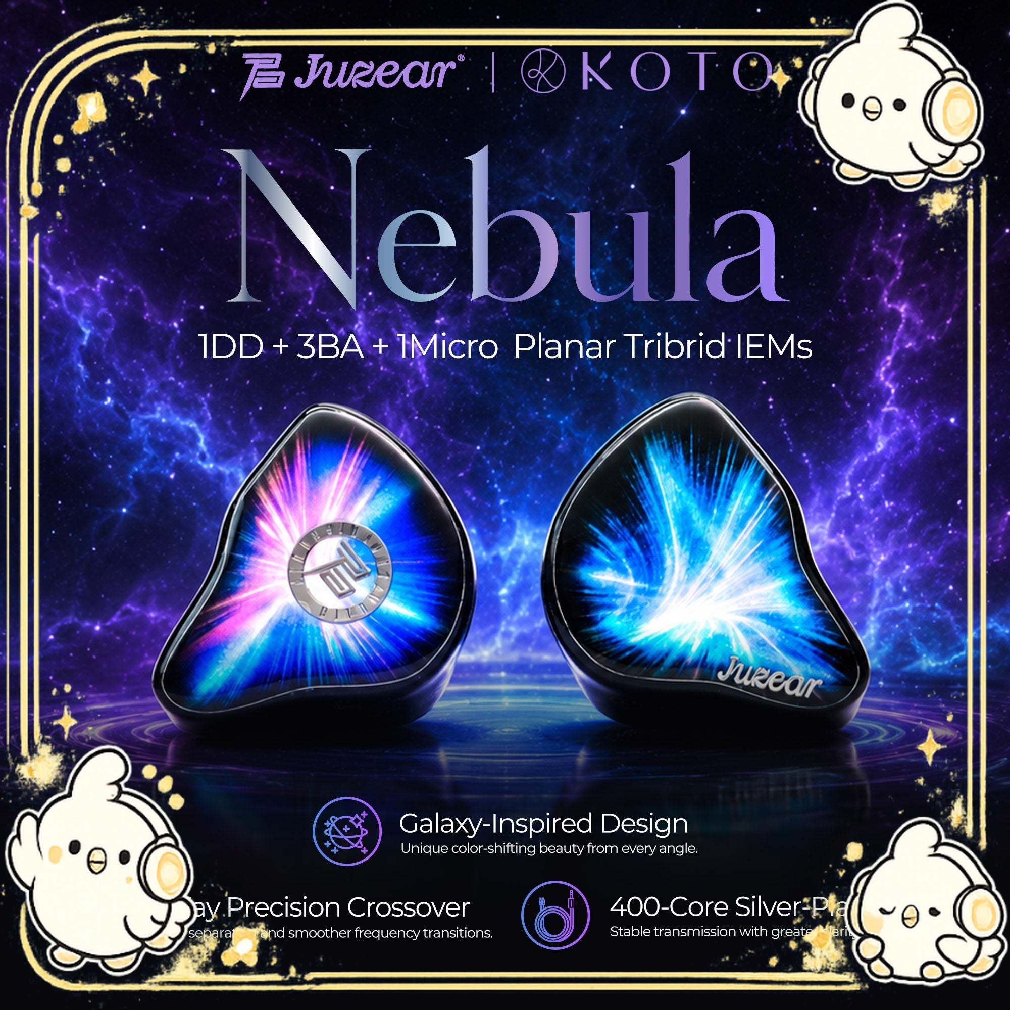 JUZEAR x KOTO Nebula 1DD＋3BA＋1平面駆動ドライバー搭載 トライブリッドIEM メイン画像