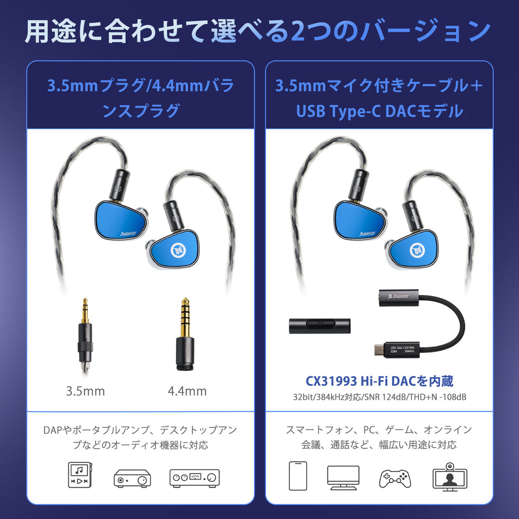 JUZEAR POISEシリーズ Nimbus 10mmシングルダイナミックドライバー搭載イヤホン