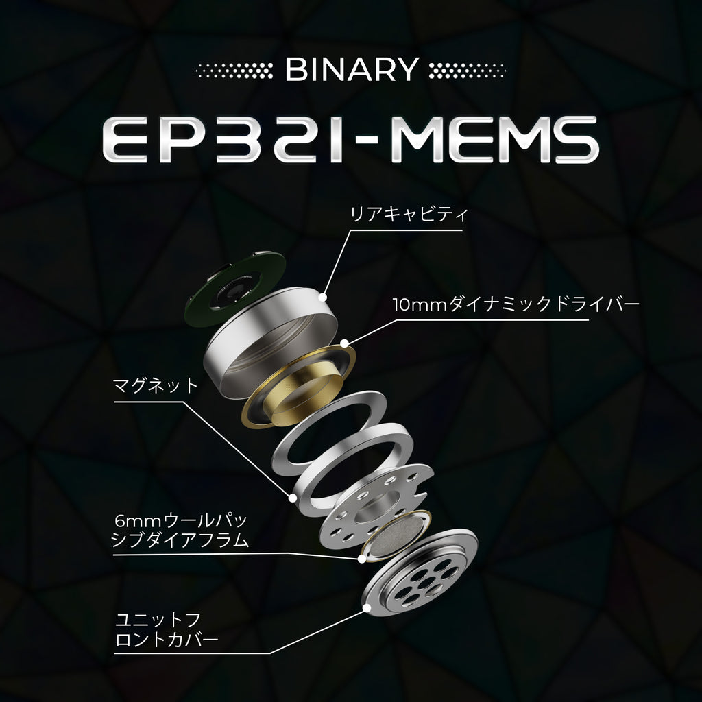 Binary EP321 2DD + 3BA + MEMSドライバー搭載 ハイブリッドIEM