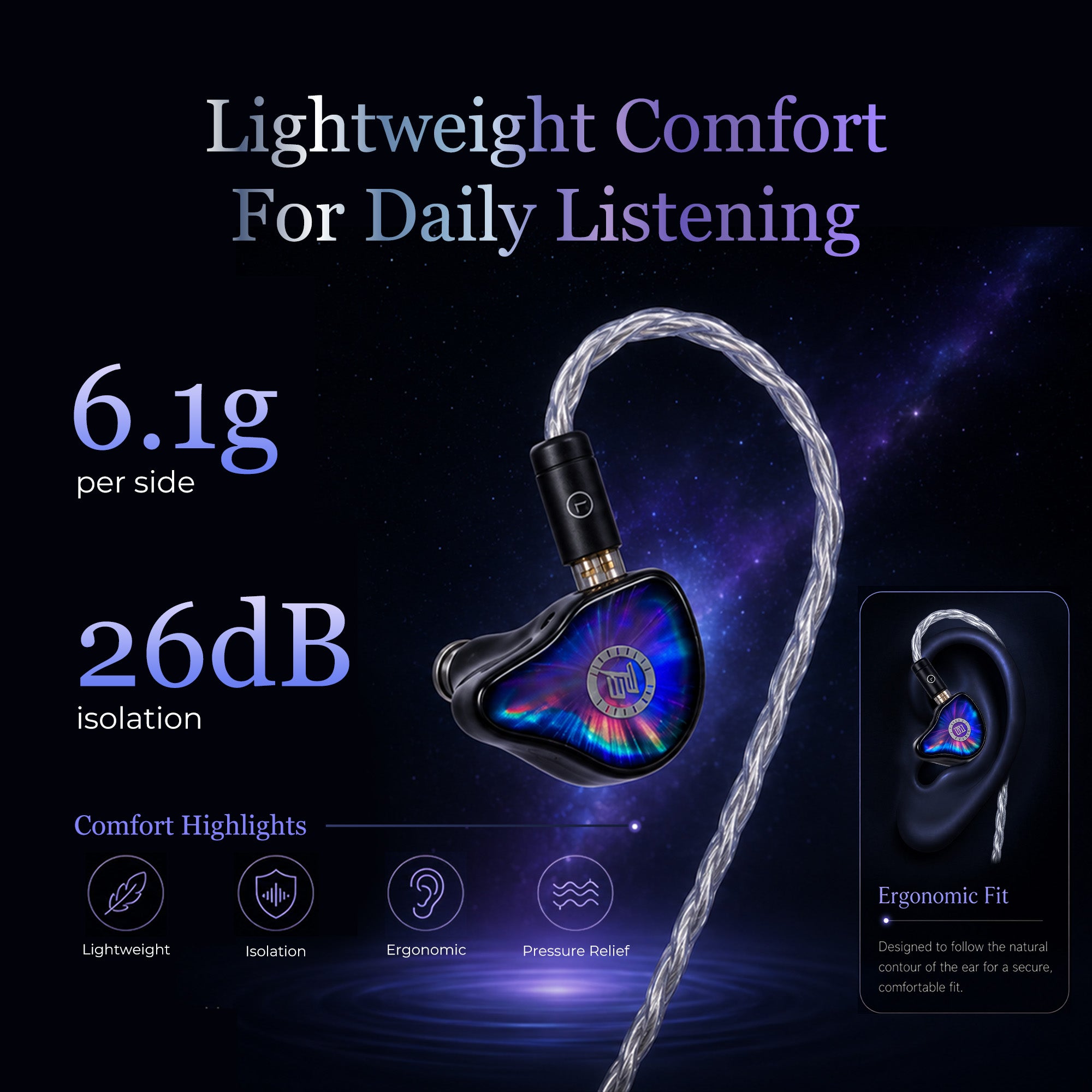 JUZEAR x KOTO Nebula 1DD＋3BA＋1平面駆動ドライバー搭載 トライブリッドIEM